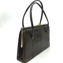 Load image into Gallery viewer, Vintage Rich Brown Eros Snakeskin And Leather Twin Handle Bag-Vintage Handbag, Exotic Skins-Brand Spanking Vintage