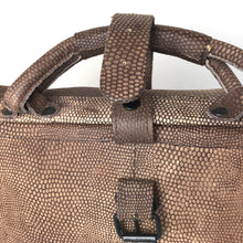 Load image into Gallery viewer, Vintage 80s Leather Faux Lizard Style Taupe Holdall/Overnight Bag/Carpet Bag Style Grip w/ Shoulder Strap Made in India-Vintage Handbag, Large Handbag-Brand Spanking Vintage