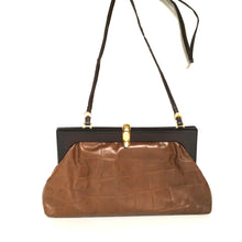 Load image into Gallery viewer, Vintage 70s/80s Caramel/ Dark tan Leather Faux Croc Clutch Bag w/ Fold Out Shoulder Strap, Made in Italy-Vintage Handbag, Clutch Bag-Brand Spanking Vintage