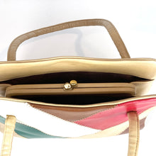 Load image into Gallery viewer, Vintage 60s/70s Tan/Red/Green/Cream/Brown Leather Patchwork Dolly Bag by Jane Shilton Made in England-Vintage Handbag, Dolly Bag-Brand Spanking Vintage