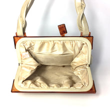 Load image into Gallery viewer, Vintage 60s Freedex Faux Leather Dolly Bag in Pearlescent Ivory with Lucite Frame and Plaited Handle-Vintage Handbag, Dolly Bag-Brand Spanking Vintage