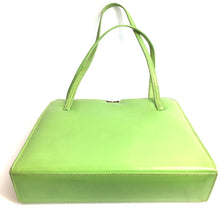 Load image into Gallery viewer, Vintage 50s 60s Lime Green Leather Twin Handled Classic Top Handle Bag with Suede Lining-Vintage Handbag, Kelly Bag-Brand Spanking Vintage