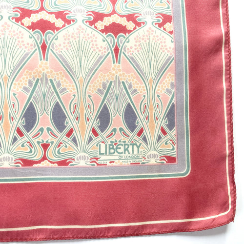 Vintage Liberty Of London Silk Scarf In Iconic 'Ianthe' Design In Pink, Grey And Blue-Scarves-Brand Spanking Vintage
