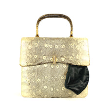 Load image into Gallery viewer, Vintage 60s Monitor/Ring Lizard Skin Handbag, Top Handle Bag w/ Gilt Clasp + Coin Purse by Rendl-Vintage Handbag, Exotic Skins-Brand Spanking Vintage