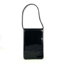 Load image into Gallery viewer, Vintage 60s Black Patent Leather/Gilt Trim Slim and Rare Jackie O Style Bag By Widegate Made in England-Vintage Handbag, Kelly Bag-Brand Spanking Vintage