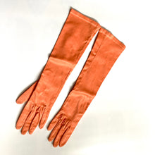 Load image into Gallery viewer, Vintage 50s/60s Orange Satin Long Evening/Occasion Gloves by Neyret Made in France7 1/2-Accessories, For Her-Brand Spanking Vintage