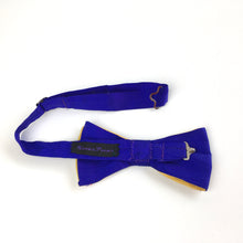 Load image into Gallery viewer, Gentleman's Silk Bow Tie Yellow and Cobalt Blue Handmade in UK by Hocus Pocus-Accessories, For Him-Brand Spanking Vintage