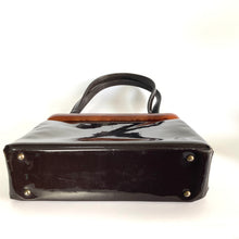 Load image into Gallery viewer, Vintage 50s/60s Brown Patent Leather Handbag W/ Faux Tortoiseshell Lucite Feature By Widegate-Vintage Handbag, Top Handle Bag-Brand Spanking Vintage