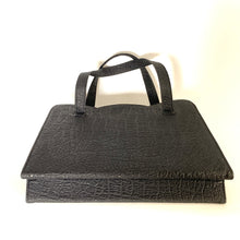 Load image into Gallery viewer, Vintage 40s/50s Large Dark Navy Textured Faux Leather Bag with Fitted Coin Purse-Vintage Handbag, Top Handle Bag-Brand Spanking Vintage