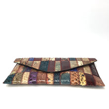 Load image into Gallery viewer, Vintage Multicoloured Snakeskin Patchwork Clutch Chain Bag J Perez Made in Spain-Vintage Handbag, Exotic Skins-Brand Spanking Vintage