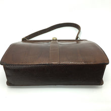 Load image into Gallery viewer, Vintage 50s Classic Mappin And Webb Brown Lizard Skin Classic Ladylike Bag with Gilt Barrel Clasp-Vintage Handbag, Exotic Skins-Brand Spanking Vintage