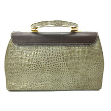 Load image into Gallery viewer, Vintage 70s Satchel Style Suede and Mock Croc/Lizard Leather Handbag in Browny/Green w/ Optional Long Shoulder Strap-Vintage Handbag, Large Handbag-Brand Spanking Vintage