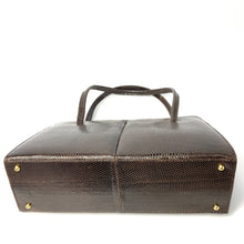 Load image into Gallery viewer, Vintage 60s/70s Golden Arrow Dark Chocolate Brown Lizard Skin Handbag Made in England-Vintage Handbag, Exotic Skins-Brand Spanking Vintage