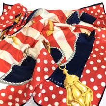 Load image into Gallery viewer, Vintage Echo Large Silk Scarf in Nautical Design with Polka Dot Border in Red/Blue/Gold-Scarves-Brand Spanking Vintage