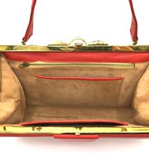 Load image into Gallery viewer, SOLD Vintage 50s/60s Large Lipstick Red Leather Handbag w/ Matching Red Leather Wallet Purse-Vintage Handbag, Kelly Bag-Brand Spanking Vintage