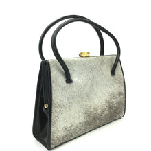 Load image into Gallery viewer, Vintage Handbag 50s Unused With Tags In Black Leather And Ponyskin w/ Matching Purse By Waldybag-Vintage Handbag, Exotic Skins-Brand Spanking Vintage