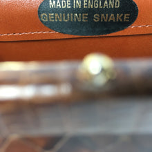 Load image into Gallery viewer, Vintage Coffee Brown Snakeskin Clutch Bag with Fold In Chain Handle and Leather Lining Made in England-Vintage Handbag, Exotic Skins-Brand Spanking Vintage