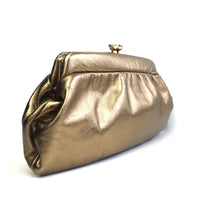 Load image into Gallery viewer, Vintage 80s Bronze/Dark Gold Leather Clutch Bag by Jane Shilton Made in England-Vintage Handbag, Evening Bag-Brand Spanking Vintage