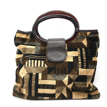 Load image into Gallery viewer, Vintage 70s Large Weymouth American Chenille Mary Poppins Lucite Round Handle Carpet Bag, Tote/Overnight/Work Bag-Vintage Handbag, Large Handbag-Brand Spanking Vintage