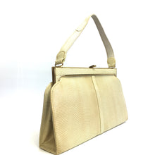 Load image into Gallery viewer, Vintage 50s 60s Large Lizard Skin Handbag in Buttercream by Jane Shilton Made in England-Vintage Handbag, Exotic Skins-Brand Spanking Vintage