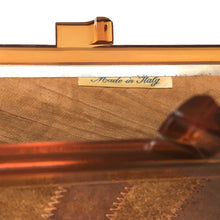 Load image into Gallery viewer, Vintage 70s/80s Clutch w/ Lucite Chain Link Shoulder Strap and Frame w/ Chunky Lucite Clasp in Caramel Suede And Leather Made in Italy-Vintage Handbag, Clutch Bag-Brand Spanking Vintage