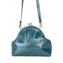 Load image into Gallery viewer, Vintage 60s70s Leather Dolly Bag In Pearlescent Turquoise Teal Green With Long Cross Body Strap-Vintage Handbag, Dolly Bag-Brand Spanking Vintage