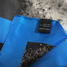 Load image into Gallery viewer, Vintage 80s Large Silk Scarf Clock Image, Bright Blue, Black and Grey Made in Italy-Scarves-Brand Spanking Vintage