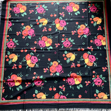 Load image into Gallery viewer, Vintage 1982 Liberty Large Collier Campbell Varuna Wool Shawl/Wrap Multicolour on Black-Scarves-Brand Spanking Vintage