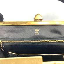 Load image into Gallery viewer, Vintage 50s Black Wool Handbag with Gilt Top Bar From Crown Lewis Made In The USA-Vintage Handbag, Kelly Bag-Brand Spanking Vintage