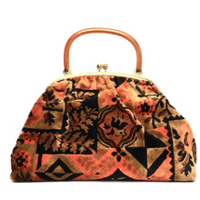 Load image into Gallery viewer, Vintage 70s Weymouth American Large Mary Poppins Chenille Carpet Bag Weekend Overnight Bag in Taupe/Orange/Black-Vintage Handbag, Large Handbag-Brand Spanking Vintage