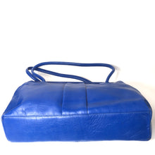 Load image into Gallery viewer, Vintage Very Large 90s Bright Blue Leather Tote bag, Overnight, Weekend Bag-Vintage Handbag, Large Handbag-Brand Spanking Vintage