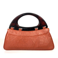 Load image into Gallery viewer, Vintage 70s Harlequin Snakeskin Burnt Orange/Rust Leather Handbag with Lucite Faux Tortoiseshell Handles by Harmony Made in England-Vintage Handbag, Exotic Skins-Brand Spanking Vintage