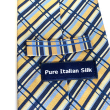 Load image into Gallery viewer, Vintage 90s Classic Gentlemen's Silk Tie in Navy,Gold,Yellow,Pale Blue-Accessories, For Him-Brand Spanking Vintage