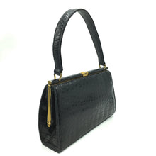 Load image into Gallery viewer, Gorgeous Vintage 50s/60s Black Crocodile Skin Classic Ladylike Bag By Mappin and Webb-Vintage Handbag, Exotic Skins-Brand Spanking Vintage