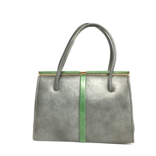 Load image into Gallery viewer, Vintage 50s Faux Leather Grey/Green Twin Handled Bag by Harmony Made in England-Vintage Handbag, Kelly Bag-Brand Spanking Vintage