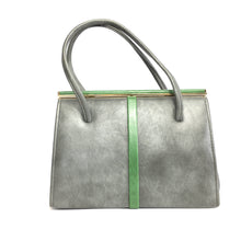 Load image into Gallery viewer, Vintage 50s Faux Leather Grey/Green Twin Handled Bag by Harmony Made in England-Vintage Handbag, Kelly Bag-Brand Spanking Vintage
