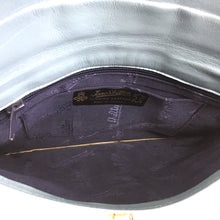 Load image into Gallery viewer, Vintage 70s Powder Blue Leather Clutch Bag with Gilt Clasp and Accents by Jane Shilton-Vintage Handbag, Clutch Bag-Brand Spanking Vintage