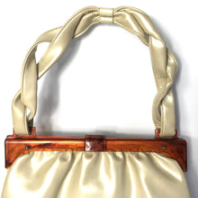 Load image into Gallery viewer, Vintage 60s Freedex Faux Leather Dolly Bag in Pearlescent Ivory with Lucite Frame and Plaited Handle-Vintage Handbag, Dolly Bag-Brand Spanking Vintage