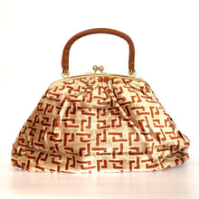 Load image into Gallery viewer, Vintage 70s, Stylish Very Large Carpet Bag/Overnight/Work Bag In 'Mary Poppins' Style In Golden Beige and Rust-Vintage Handbag, Large Handbag-Brand Spanking Vintage