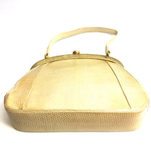 Load image into Gallery viewer, Vintage 50s/60s Dainty Buttercream Lizard Skin Top Handle Bag by Jane Shilton-Vintage Handbag, Exotic Skins-Brand Spanking Vintage