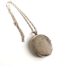Load image into Gallery viewer, Large Sterling Silver Engraved Locket with Dainty 24" Silver Chain-Accessories, For Her-Brand Spanking Vintage