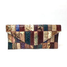 Load image into Gallery viewer, Vintage Multicoloured Snakeskin Patchwork Clutch Chain Bag J Perez Made in Spain-Vintage Handbag, Exotic Skins-Brand Spanking Vintage