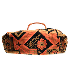 Load image into Gallery viewer, Vintage 70s Weymouth American Large Mary Poppins Chenille Carpet Bag Weekend Overnight Bag in Taupe/Orange/Black-Vintage Handbag, Large Handbag-Brand Spanking Vintage