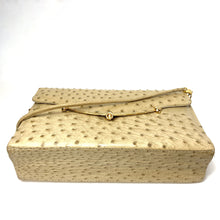 Load image into Gallery viewer, Vintage Genuine Ostrich Skin Clutch Bag/Shoulder Bag In Creamy Beige by Corbeau-Vintage Handbag, Exotic Skins-Brand Spanking Vintage
