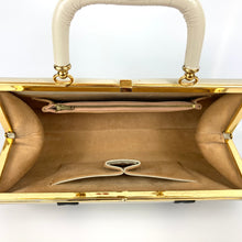 Load image into Gallery viewer, Exquisite Stone Beige Leather/ Black Patent Vintage 50s/60s Classic Handbag w/Matching Coin Purse-Vintage Handbag, Large Handbag-Brand Spanking Vintage