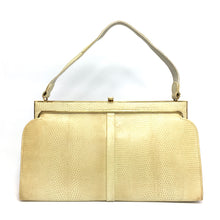Load image into Gallery viewer, Vintage 50s 60s Large Lizard Skin Handbag in Buttercream by Jane Shilton Made in England-Vintage Handbag, Exotic Skins-Brand Spanking Vintage