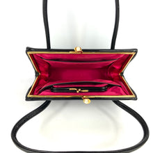 Load image into Gallery viewer, Vintage 60s Dainty Little Black Patent Leather Handag w/ Pearl Clasp And Fuchsia Silk Coin Purse By Waldybag in Original Box-Vintage Handbag, Top Handle Bag-Brand Spanking Vintage