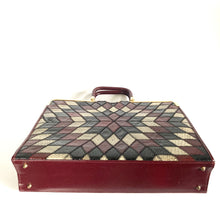 Load image into Gallery viewer, Vintage 70s/80s Ackery Snakeskin And Leather 'Starburst' Design Handbag/Work Bag Burgundy,Black,Grey-Vintage Handbag, Exotic Skins-Brand Spanking Vintage