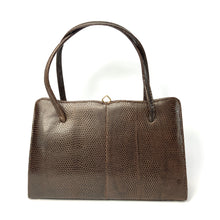 Load image into Gallery viewer, Vintage 60s/70s Golden Arrow Dark Chocolate Brown Lizard Skin Handbag Made in England-Vintage Handbag, Exotic Skins-Brand Spanking Vintage