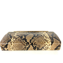 Load image into Gallery viewer, Vintage Large Python Skin Clutch Bag with Folding Gilt Handle And Gilt Shoulder Chain Made in England-Vintage Handbag, Exotic Skins-Brand Spanking Vintage